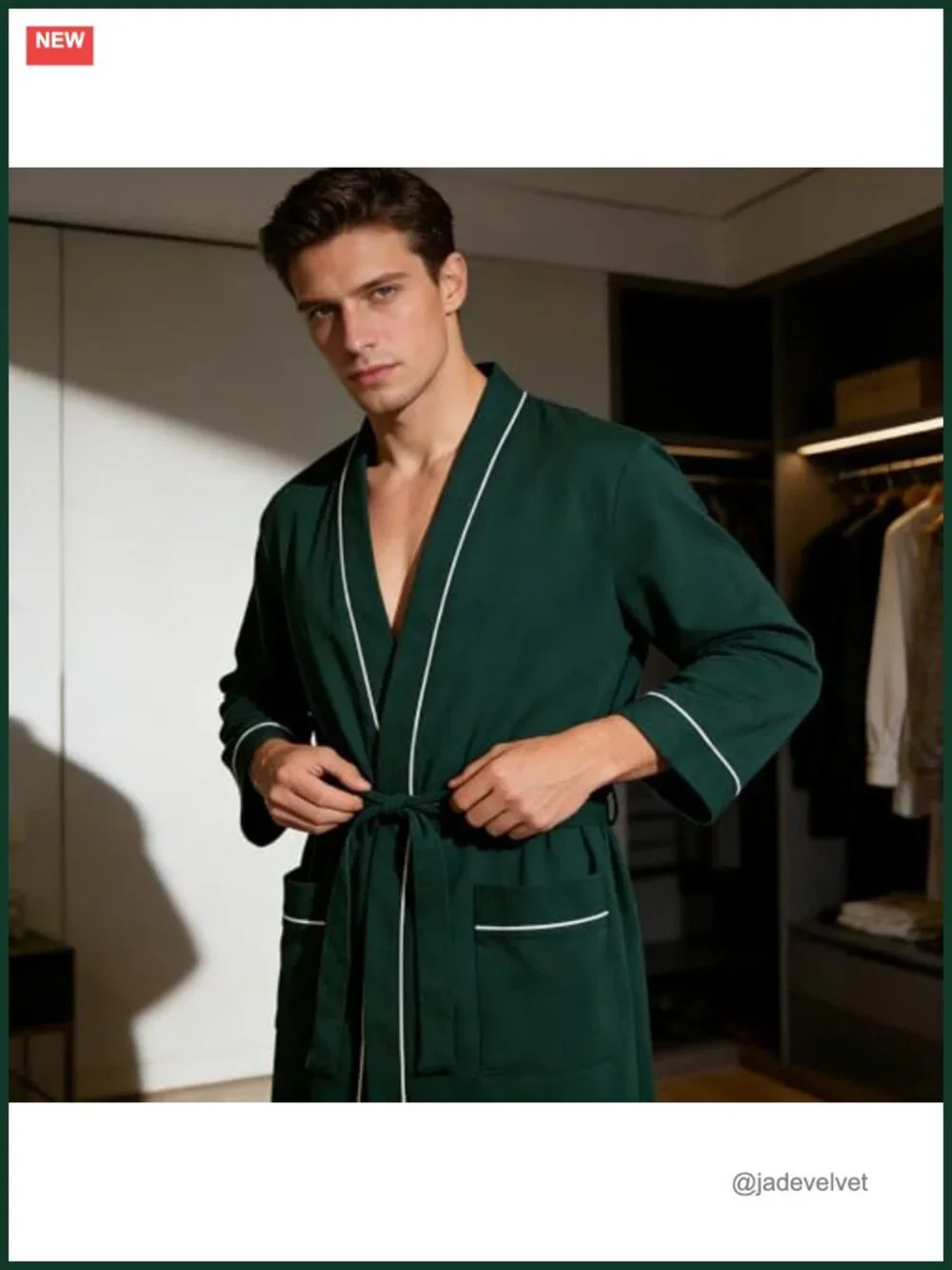 Men's 100% Cotton Lightweight Kimono Robe with Pockets